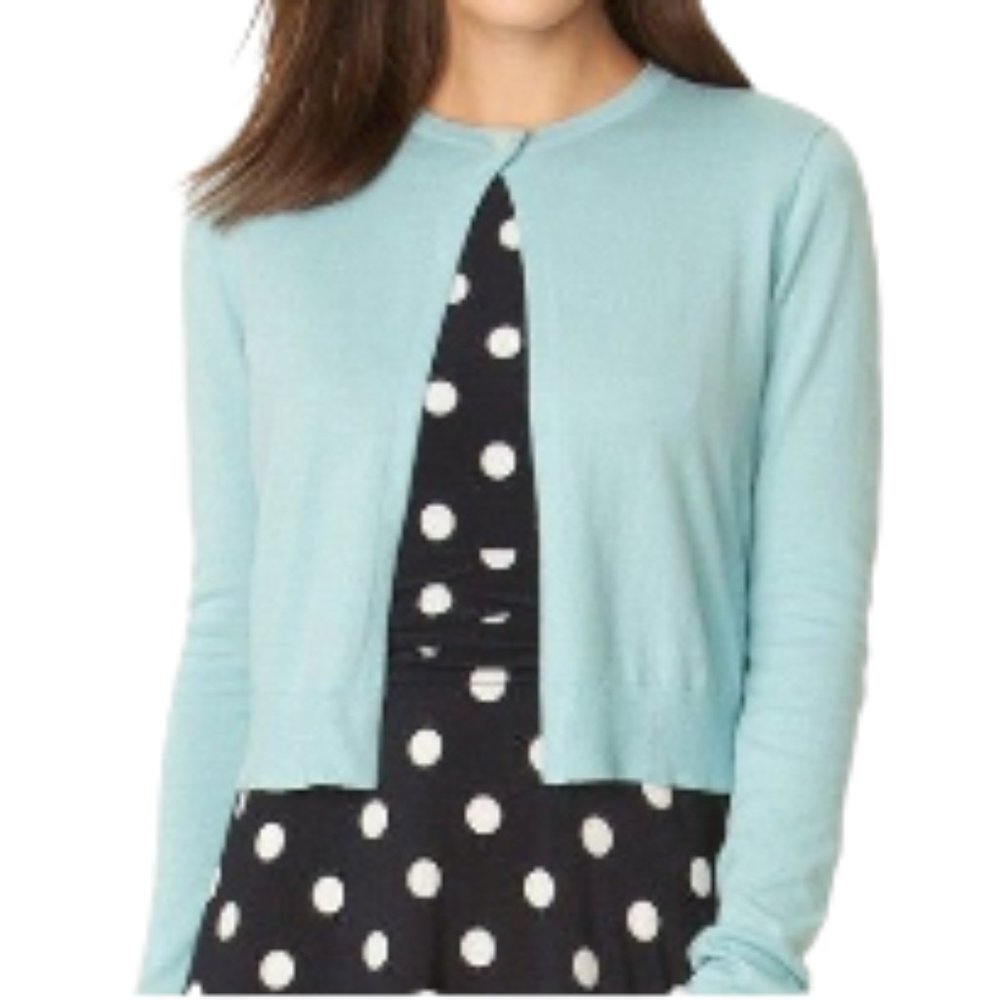 Chaps Light Green Crop Long Sleeve Cardigan-XS